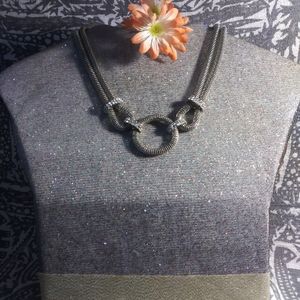 Silver tone necklace. Vintage 80s bling.